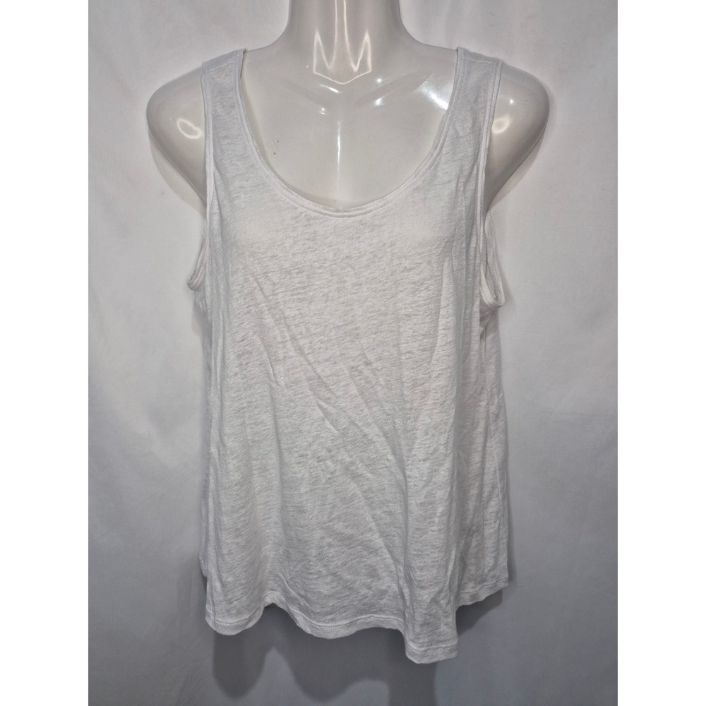 Eileen Fisher White 100% Organic Linen Scoop Neck Tank Top XS
